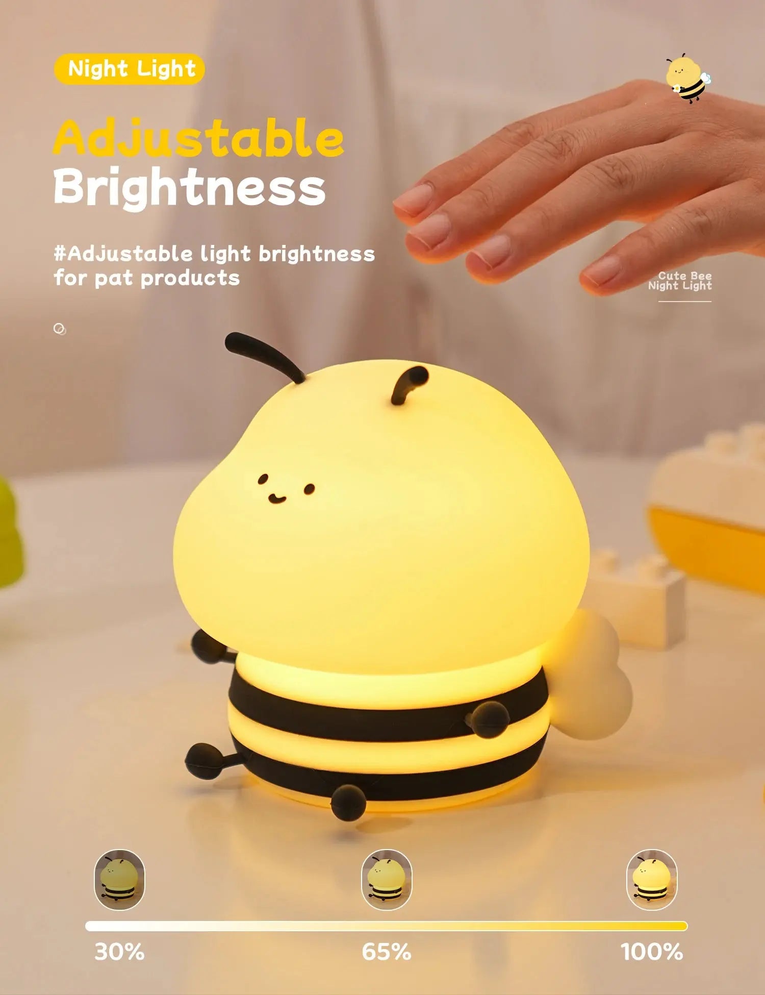 Veilleuse abeille avec 3 éclairages