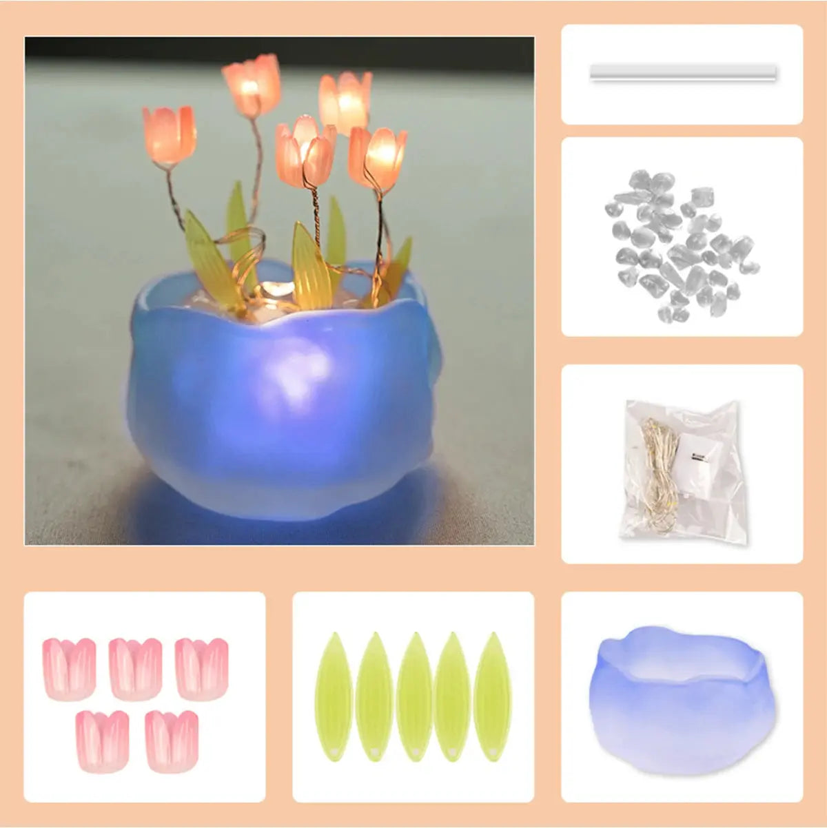 Veilleuse fleur bleu
