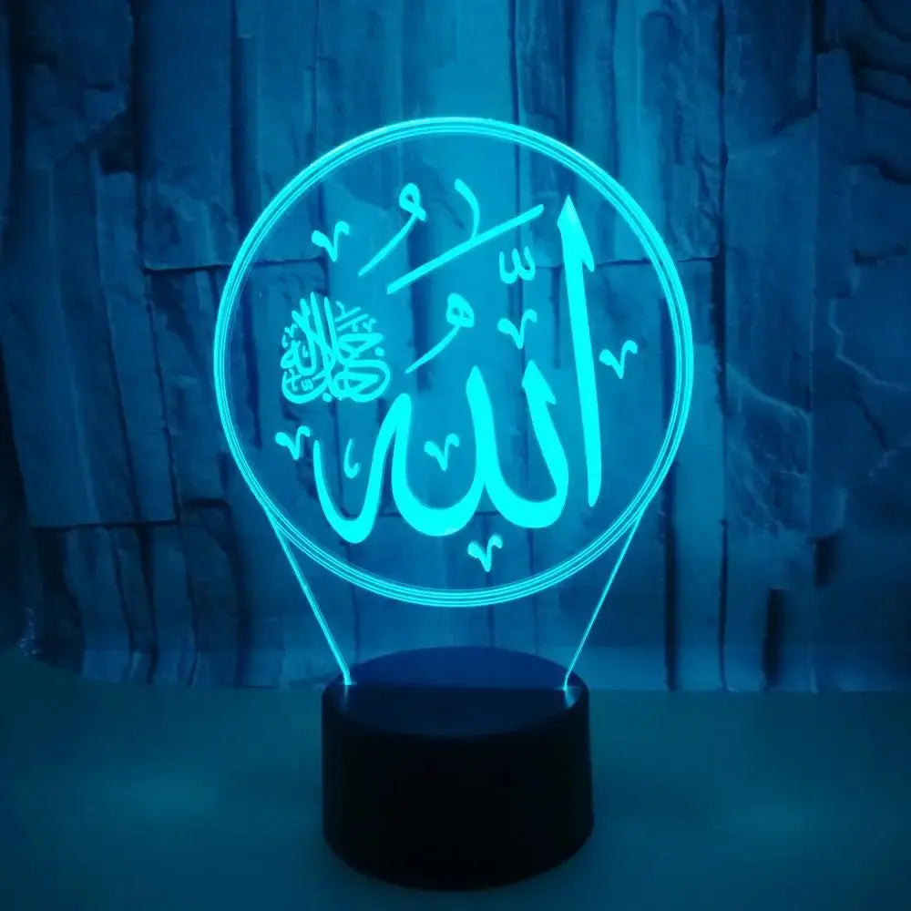 Veilleuse nom Allah bleu
