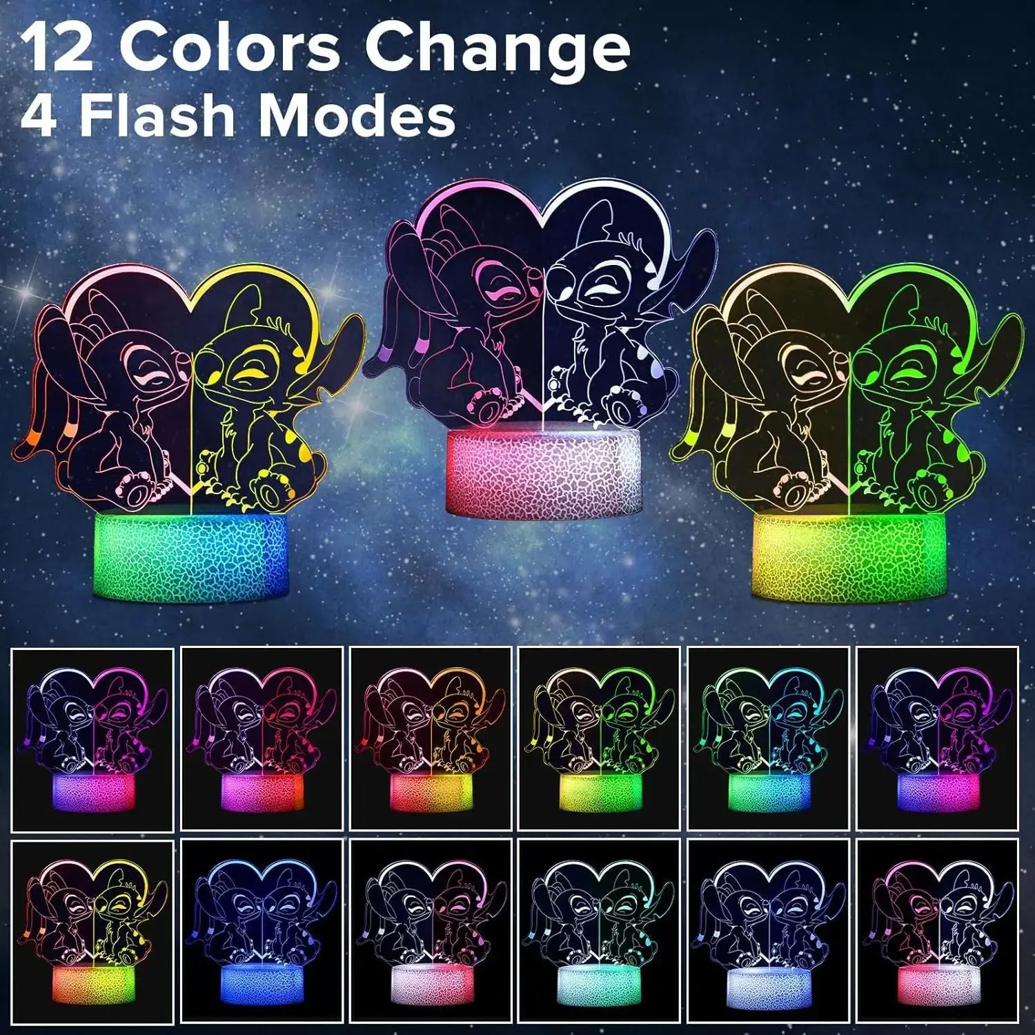 Veilleuse stitch couleurs
