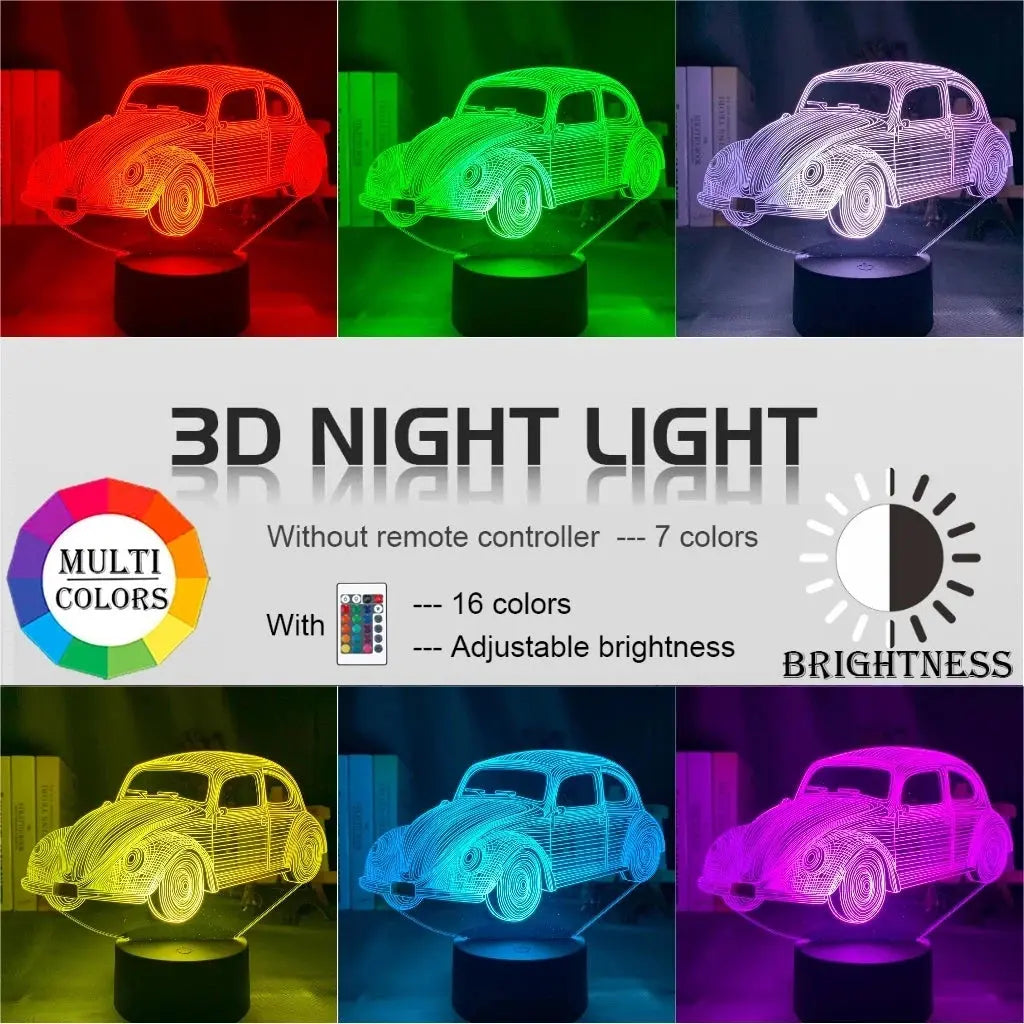 Veilleuse voiture avec 16 couleurs
