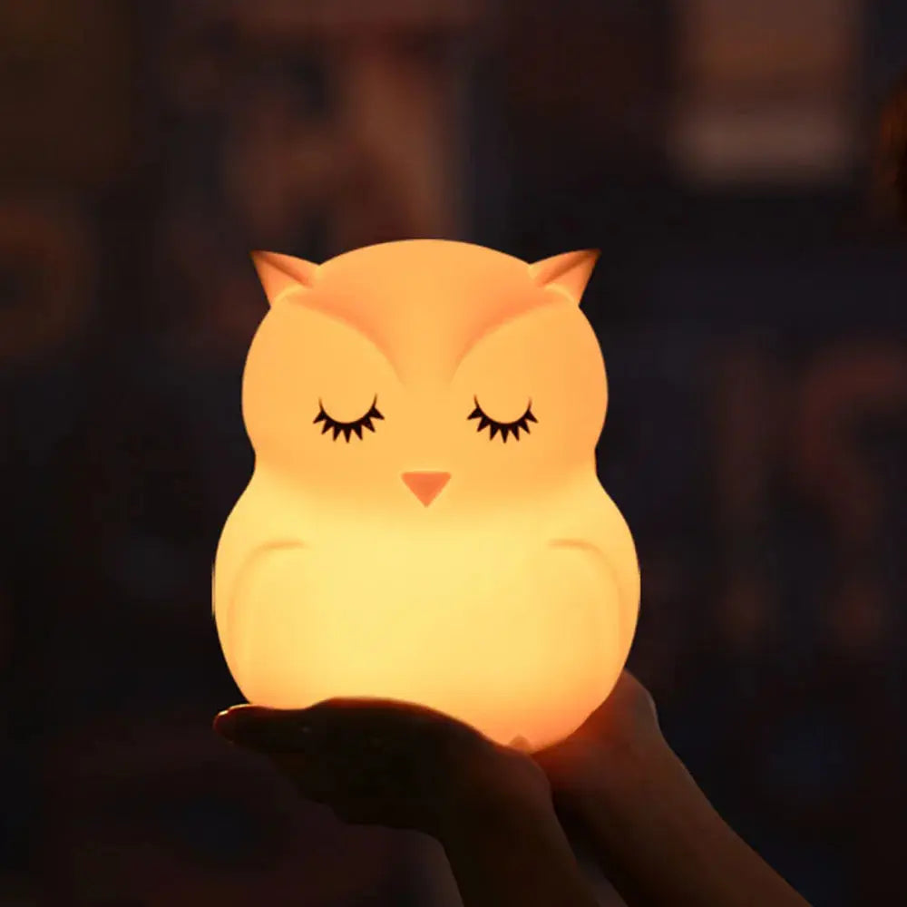 belle Veilleuse hibou blanc